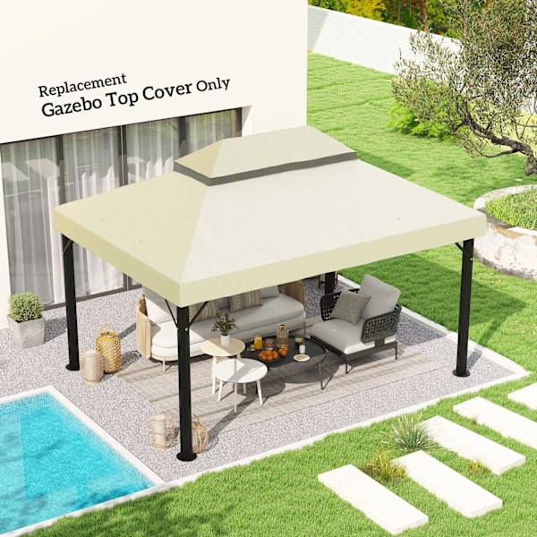Rootz Gazebo Ersättningstak - Tarpaulin - Pavilion tak - Solskydd UPF30+ - 400 cm x 300 cm - vitt