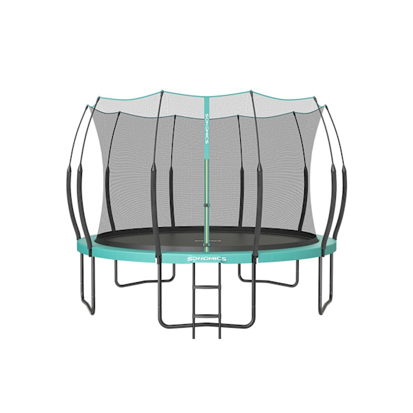Rootz 12ft Sea Blue studsmatta - Utomhusstudsare - Hoppmatta - Skyddsnät - Galvaniserad stålram - Glasfiberstolpar - 366cm x 270cm x 90cm