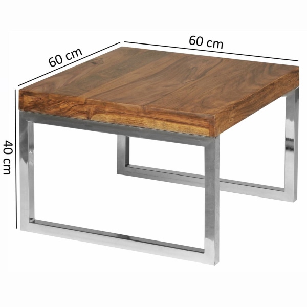 Rootz Sidebord - Massivt træ - - Sofabord - Sofabord - 60 x 60 cm - Brun - Sølv
