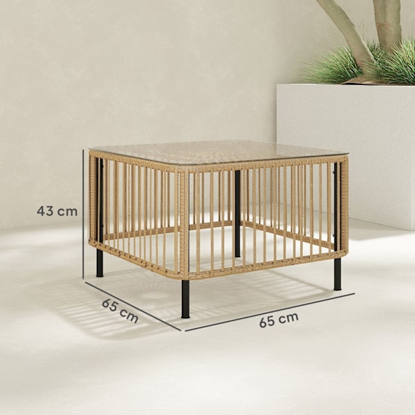 Rootz Poly Rattan -puutarhapöytä - Säänkestävä sivupöytä - Neljännespöytä - Kestävä muotoilu - 65 cm x 65cm x 43cm
