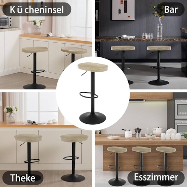 Rootz barpall i trä - Vridbar pall - Ergonomisk pall - Justerbar i höjdled - Sits i massivt trä - 41,5 cm x (60-81 cm) x 31,5 cm
