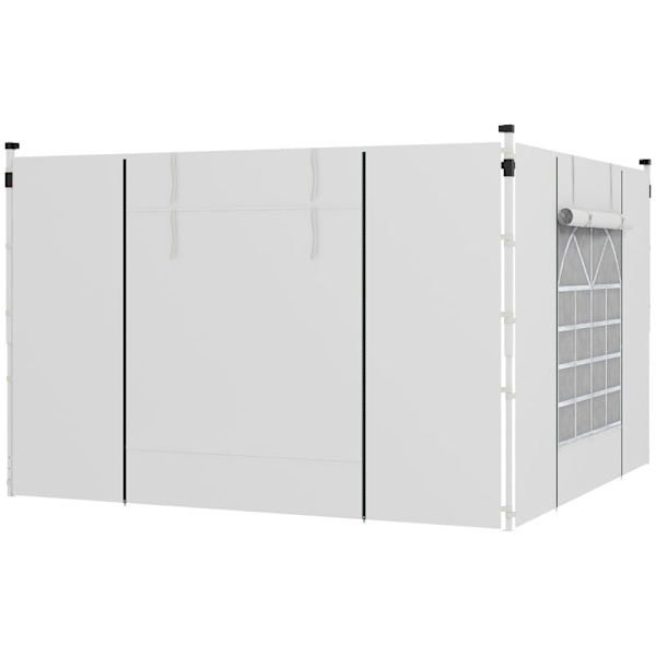 Rootz Gazebo - Sidopaneler - Byte av 2 sidor - Pop Up Gazebo - Med fönster och dörrar - Vit - 295W x 195H cm