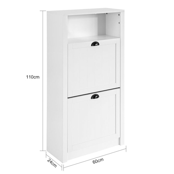 Rootz hvidt skoskab - Skovipper - Skoopbevaring - Rummelig opbevaring - Robust konstruktion - Mulighed for vægmontering - 60 cm x 110 cm x 24 cm