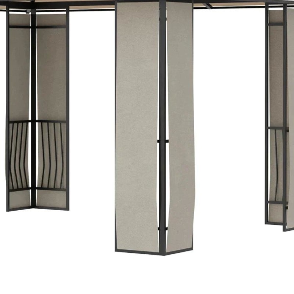 Rootz Havepavillon - Lysthus med solsejl - Lavet af polykarbonatpaneler - UV-beskyttelse - Vandafvisende - Robust - Brun + Lysegrå - 3,65 x 3 x 2,75 m