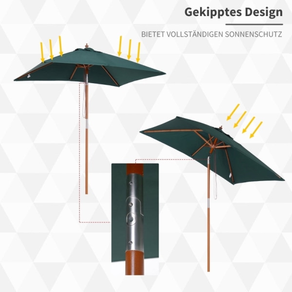 Rootz Foldbar Haveparaply - Strandparasol - Justerbar parasol - Robust grantræ - UV-resistent polyester - 200 x 150 x 235 cm