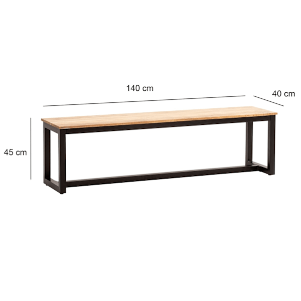 Rootz Massive Dining Bench - Loft Style Seating - Modern Wood Bank - Unik handgjord design - 140 cm x 40 cm x 45 cm