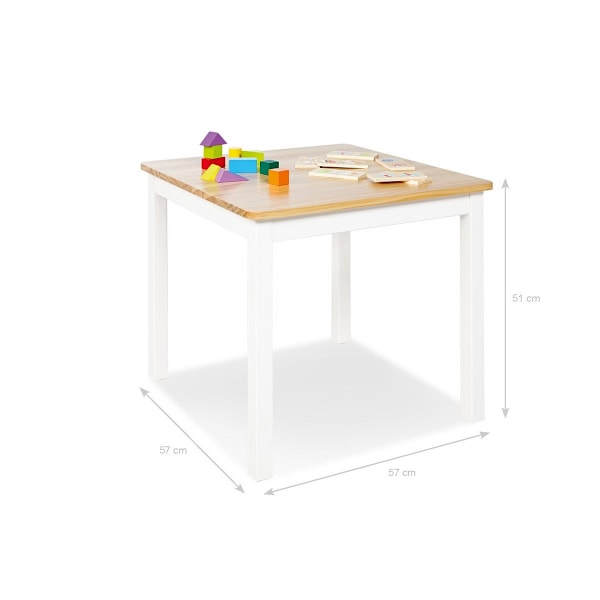 Rootz Fenna Lasten pöytä - Lasten taulukko - Solid Wood Table - Kestävä suunnittelu - 56,5 cm x 56,5 cm x 50,5 cm