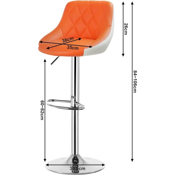 Rootz Barpall - Bänkpall - Justerbar Barstol - Bekväm sittplats - Mångsidig och vridbar - Robust och säker - Imiterat läder - 38cm x 35cm x 84-106cm J