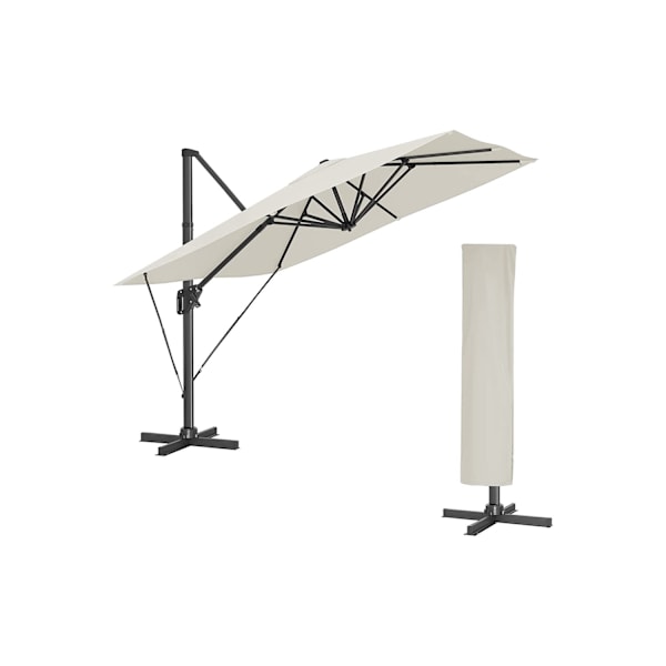 Rootz Parasoll - Justerbar lutningsvinkel - Beige - Paraply - Cantilever - Solskydd - 200 g/m² polyester - 360° rotation - UV-skydd - 2,5 m x 3 m