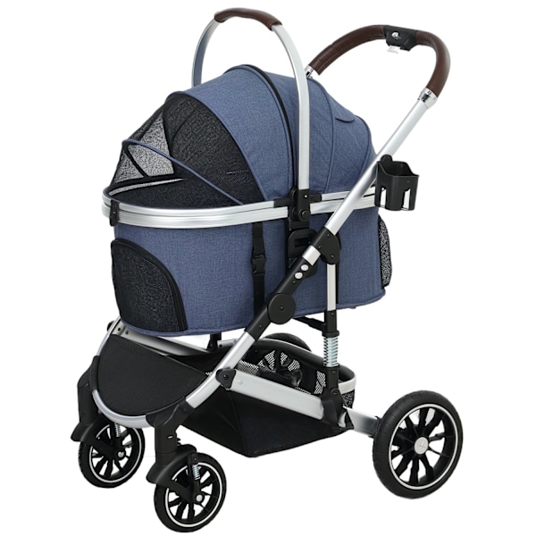 Rootz 3 i 1 Dog Buggy - Pet Car Seat - Foldbar Carrier - Lätt design - 83 cm x 61 cm x 103 cm, blått, silver