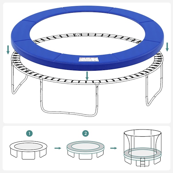 Rootz Trampolin Säkerhetsnät - Kapslingsnät - Vadderad stoppning - UV-beständig - 305 cm Diameter