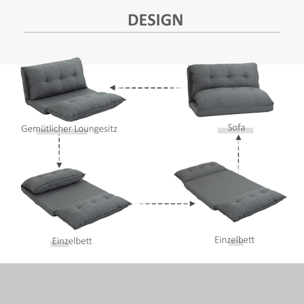 Rootz Elegant Grey Chauffeuse Gulvsofa - Justerbar afslappende stol - Læselænestol - Metalstruktur - 100L x 71W x 54H cm