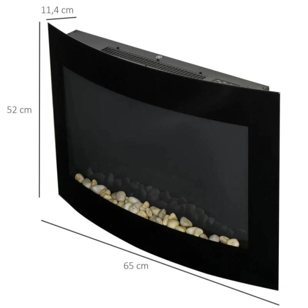 Rootz elektrisk pejseovn - Effektniveauer Justerbar - Farverig og realistisk - LED Flammeeffekt - Rustfrit stål - Sort - 65 X 11,4 X 52 CM