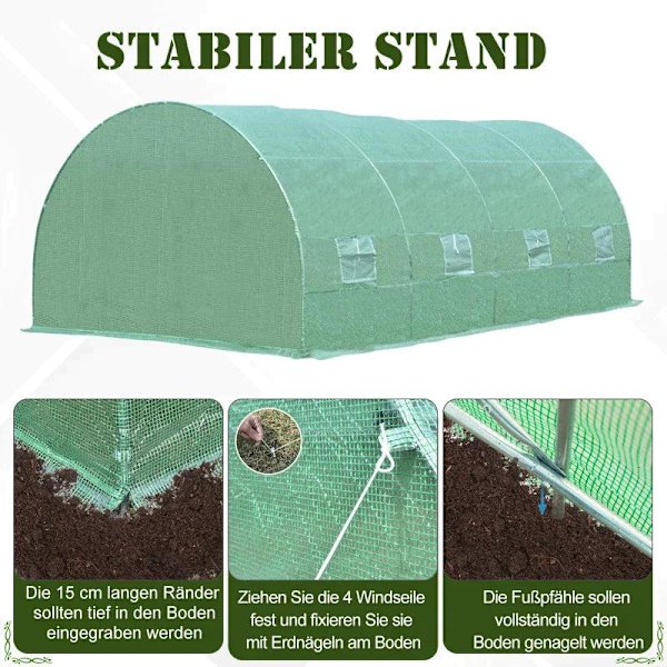 Rootz Foil Greenhouse - Tomaattikasvihuone - Tunnelikylmäkehys - Kasvihuone - Tomaattifoliokasvihuone - Vihreä - 590 X 300 X 200 CM