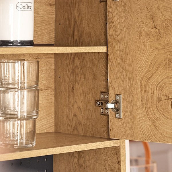 Rootz Retro Kitchen Cabinet - Moderne opbevaringsskabe - Pegboard -hylder - Optimal lagerplads - 60x170x40cm