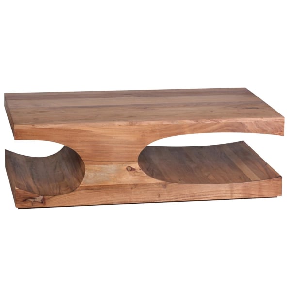 Rootz soffbord massivt trä Acacia 118 cm brett matsalsbord design mörkbrunt bord i lantlig stil