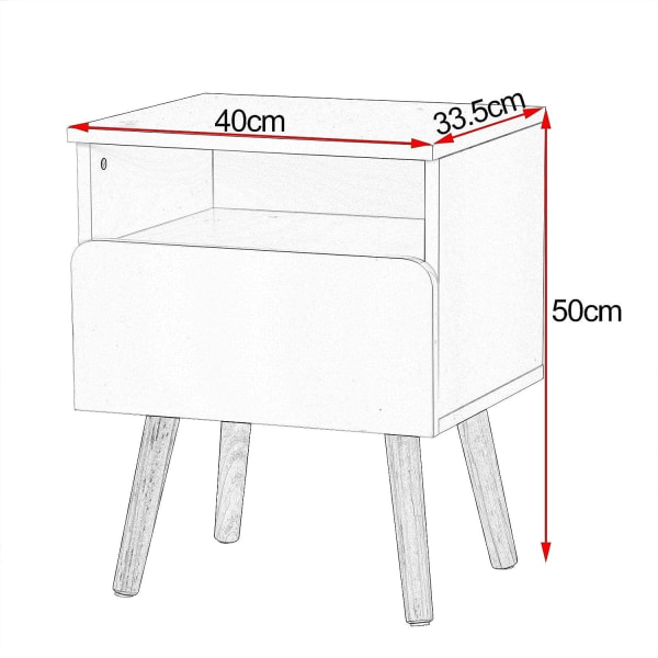 Rootz Modern sengebord - Natbord - Sidebord - Kompakt design - Effektiv opbevaring - Holdbar konstruktion - 40 cm x 50 cm x 33,5 cm