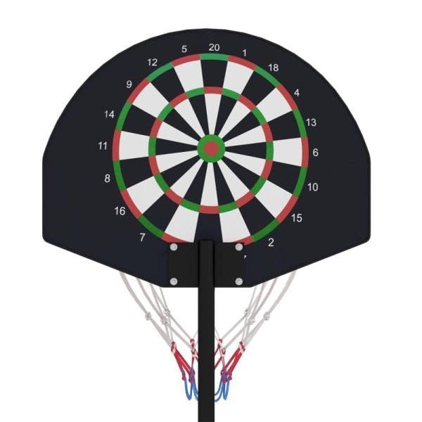 Rootz SPORTNOW Basketballstativ - Justerbar højde - Magnetisk dartskive - Dobbelt funktionalitet - Robust konstruktion - 38,5 cm x 48,5 cm bagpanel -