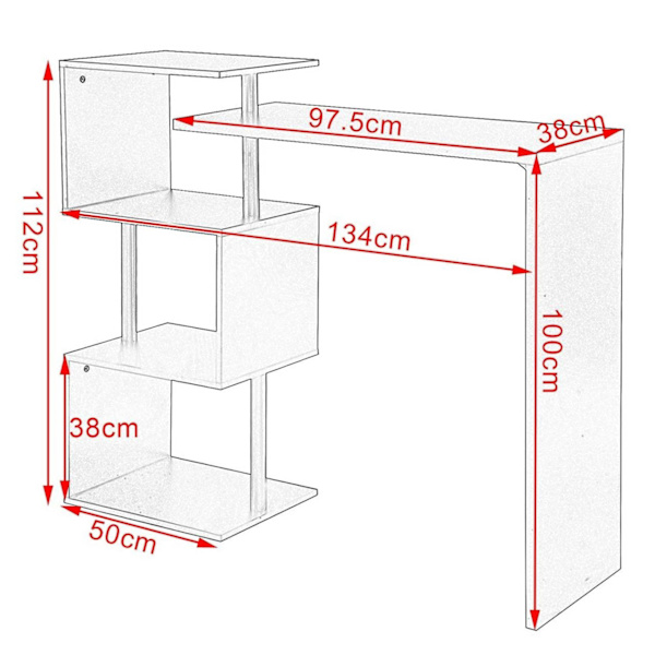 Rootzin monitoiminen pyörivä baaripöytä - Säilytyspöytä - Kääntyvä pöytä - Tilaa säästävä - Runsaasti säilytystilaa - Kestävä - 134cm x 112cm x 38cm