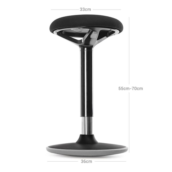 Rootz Pall - Arbetspall - Barpall - Bänkpall - Kökspall - Justerbar pall - Svart - Pall för små utrymmen - Svart - 50-65 cm