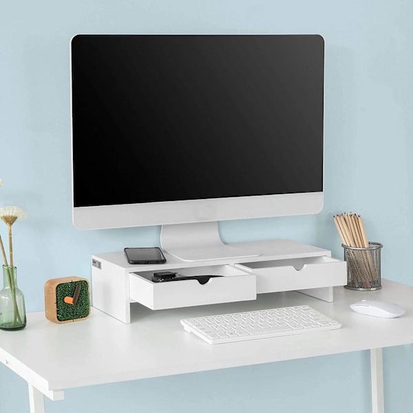 Rootz Monitor Stand Datorskärm- Monitor Stand Monitor- Riser Desk Organizer med 2 lådor
