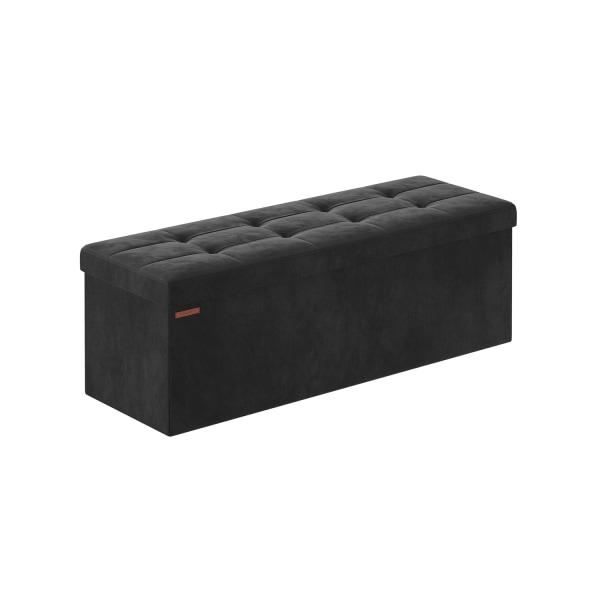 Rootz Velvet Seat Chest - Förvaring Ottoman - Stoppad bänk - MDF-konstruktion - 38cm x 110cm x 38cm - Bläck Svart - 131L Kapacitet