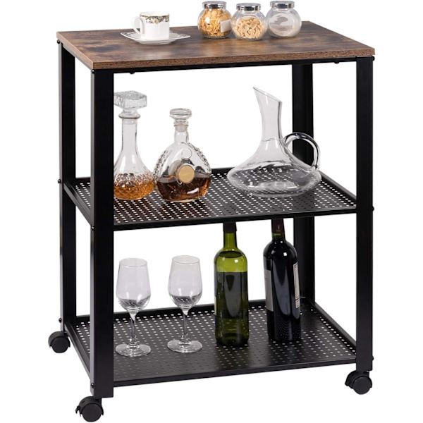 Rootz Retro Metal Serveringsvogn - Opbevaringsvogn - Utility rullevogn - Pladsbesparende, Alsidig, Holdbar - 60 cm x 76 cm x 40 cm