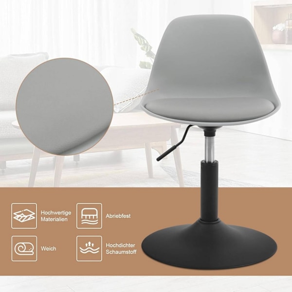 Rootz Barpall - Svängbar pall - Justerbar höjd - Mjukt PU-material - Stabil stålram - 41cm x 61-73cm x 39cm