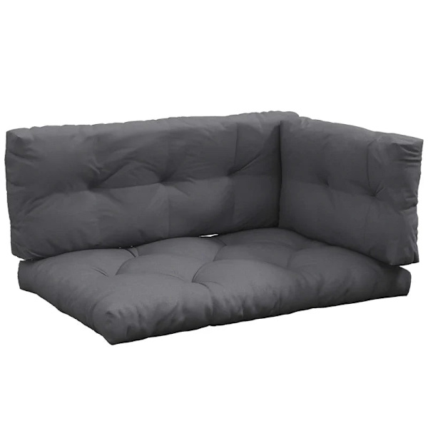 Rootz Garden Istuintyynyt - Puutarhakalusteet - Säänkestävä - Napin tikkaus - Selkätyyny - Sivutyyny - Polyesteri - Tummanharmaa - 120cm x 80cm x 12cm