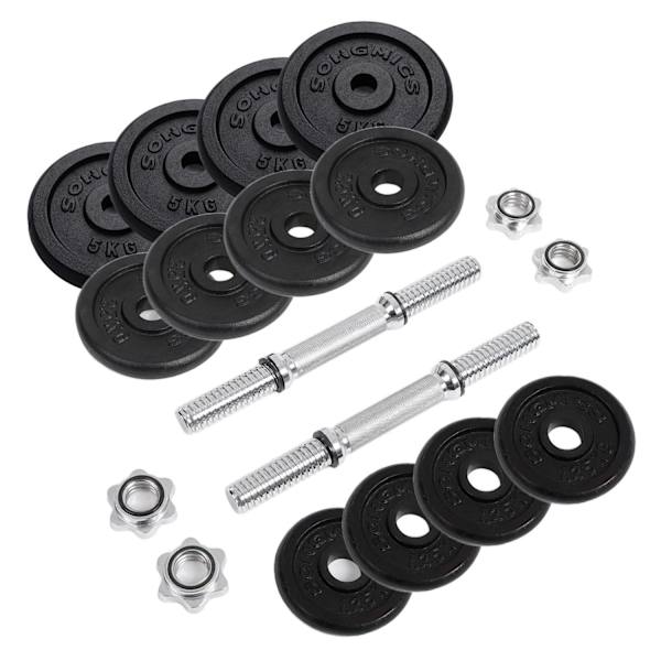 Rootz Hantelset - Justerbara vikter - Hemgymutrustning - 2 paket - Svart - Pulverlackerat gjutjärn - 24 kg - Kompakt dimension