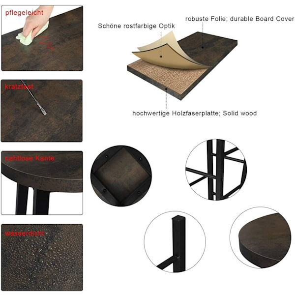 Rootz Industrial Bar Pall - Bänkpall - Metallpall - Robust stålram - Mångsidig design - Komfortegenskaper - 71 cm Sitthöjd x 30 cm Sitsdiameter