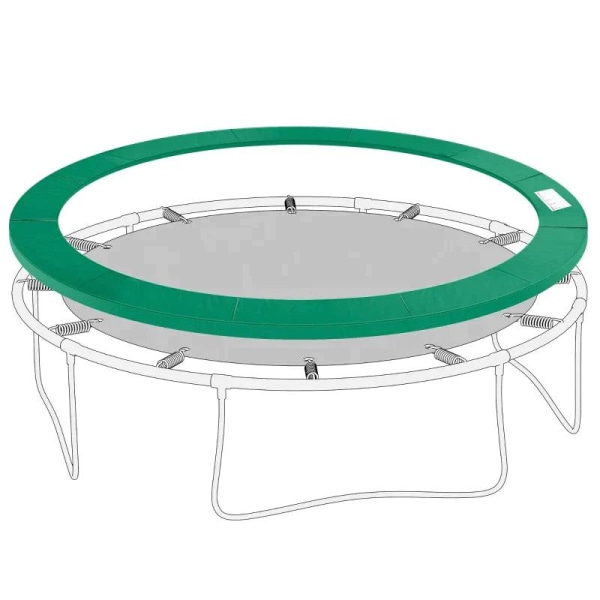 Rootz Trampolinfälgskydd - Trampolinfälg - Trampolinkantskydd - Grön - Säkerhetsnät 8ft 10ft 12ft 15ft - Ø366 Cm - (Trampolin ingår ej)