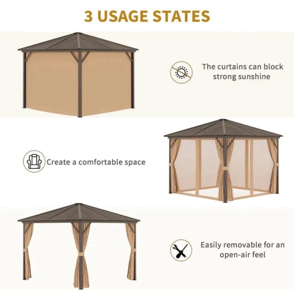Rootz Gazebo - Trädgårdslusthus - Pavillong - Trädgårdspavillon - Festtält - Brun