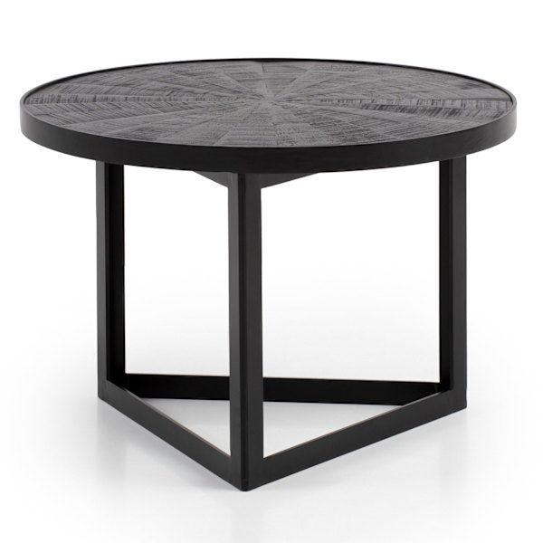 Rootz Industrial Design -sohvapöytä - Pyöreä pöytä - Kolmiokehys - Käsintehty - Mangopuu - Ainutlaatuinen - 58cm x 58cm x 40cm