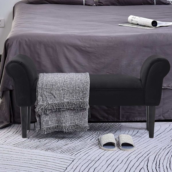 Rootz BedBench - Sort - Konstrueret træ, skum - 40,15 cm x 12,2 cm x 20,07 cm