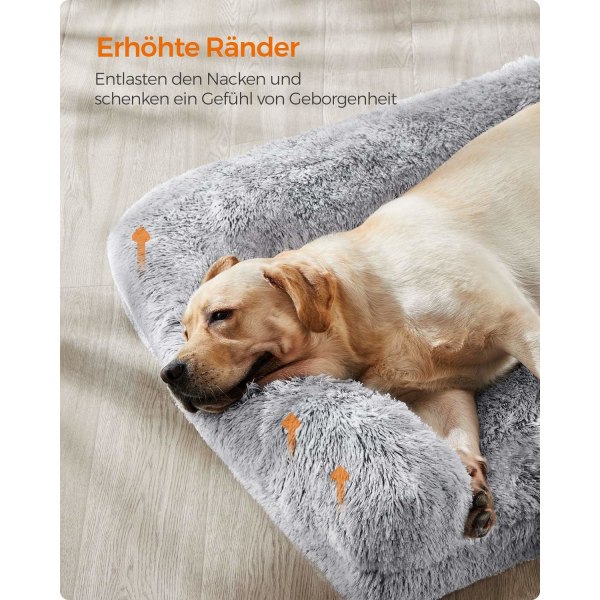 Rootz Ombre Grey Dog Bed - Solstol för husdjur - Plyschkudde - Ortopediskt stöd - Lättvikt - 122cm x 85cm x 24cm