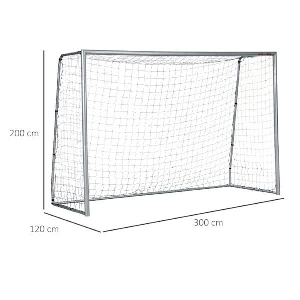 Rootz bærbart fodboldmål - Fodboldnet - Træningsmål - Robust stålramme - Vejrbestandigt net - Nem opsætning - 300 cm x 120 cm x 200 cm