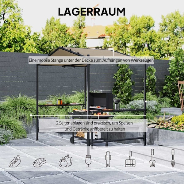 Rootz Grill Tält Gazebo - Pavilion Shelter - väderbeständigt tak - Skyddsdesign - 277 x 149 x 230 cm