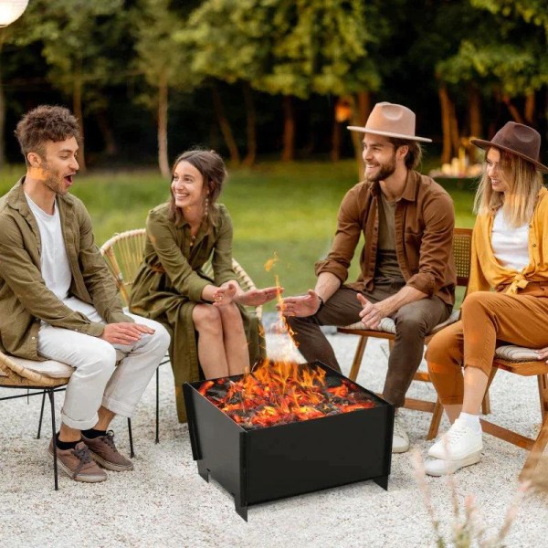 Rootz Fire Bowl - Irrotettava - Kytkettävä - Tulipesä puutarhaan - Telttailu - BBQ - Teräs - Musta - 50 x 50 x 30 cm