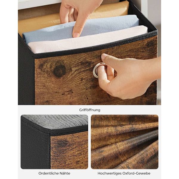Rootz 6 Pack Storage Box Set - Vintage ruskea-musta - Pahvin järjestäjä - Kuitukangaslaatikko - Oxfordin kangassäiliö - Kevyt - Kestävä - Tilava - 26
