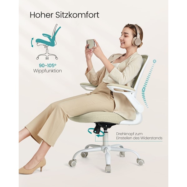 Rootz Deluxe ergonomisk kontorsstol - Skrivbordsstol - Justerbar stol - Bekväm design - 66cm x 60cm x 107cm