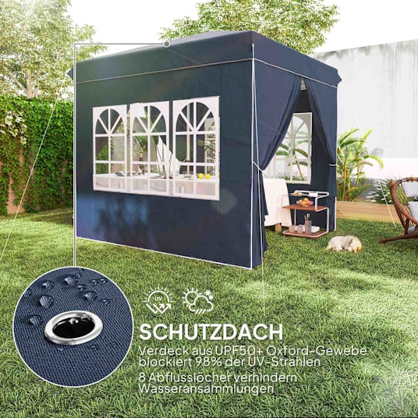 Rootz 2,5 metrin pop -up huvimaja - puutarhateltta - ulkokatos - UPF50+ Suojaus - 248L x 248W x 270H CM - Sisältää sivuseinät ja kantolaukut