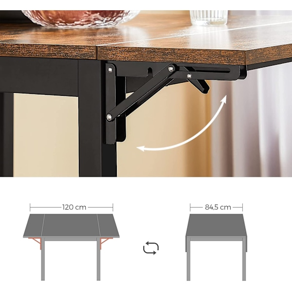 Rootz Vintage Brun-Sort Spisebord - Spånplade stål - Sammenklappeligt bord - Rustikt bord - Heavy Duty - 120cm x 78cm x 76,2cm
