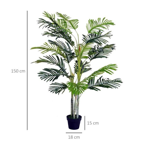 Rootz keinotekoinen palmu - tekokasvi ruukulla - tekopalmu - vihreä - muovi - 150cm