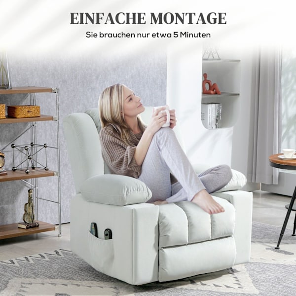 Rootz Electric Riser Stol - hvilestol - massagestol - fløjlsstof for optimal komfort - 101W x 93d x 104H cm