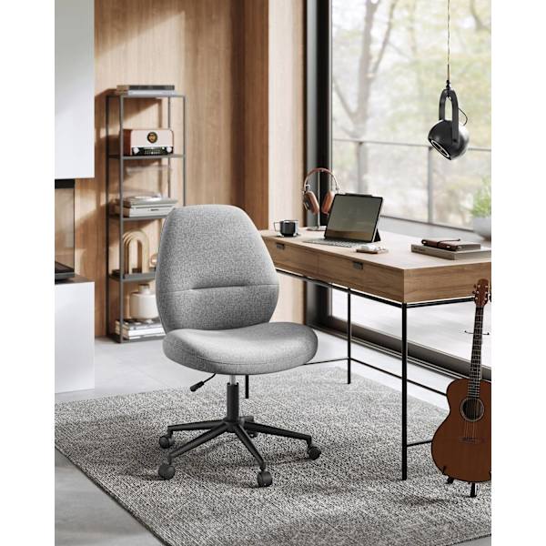 Rootz Dove Grey skrivbordsstol - Kontorsstol - Stålbas - Bomull-linneblandning - Ergonomisk sits - 59cm x 62cm x (86,5-94,5)cm