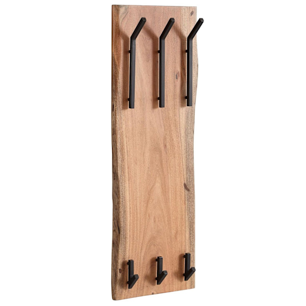 Rootz design knagerække akacie massivt træ - metal 35,5 x 100 x 11 cm - Krogestang 2-rækket hall knagerække væg - Garderobe træ