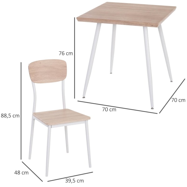 Rootz Spisestuesæt - Spisebord - Spisestuestole - 3-delt - Træ - Naturlig farve - 2 stole