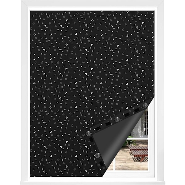Rootz mörkläggningsrullgardin - Termisk fönsterskärm - Ljusblockerande gardin - Bärbar och hållbar - 100 % polyester - 130x200 cm - Svart