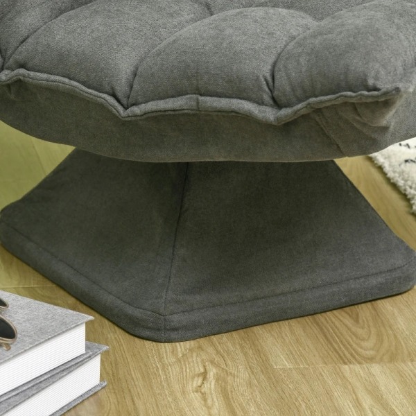 Rootz Golvsoffa - Fåtölj - Lässtol - Swivel Linen Look - Grå - 62cm x 70cm x 95cm